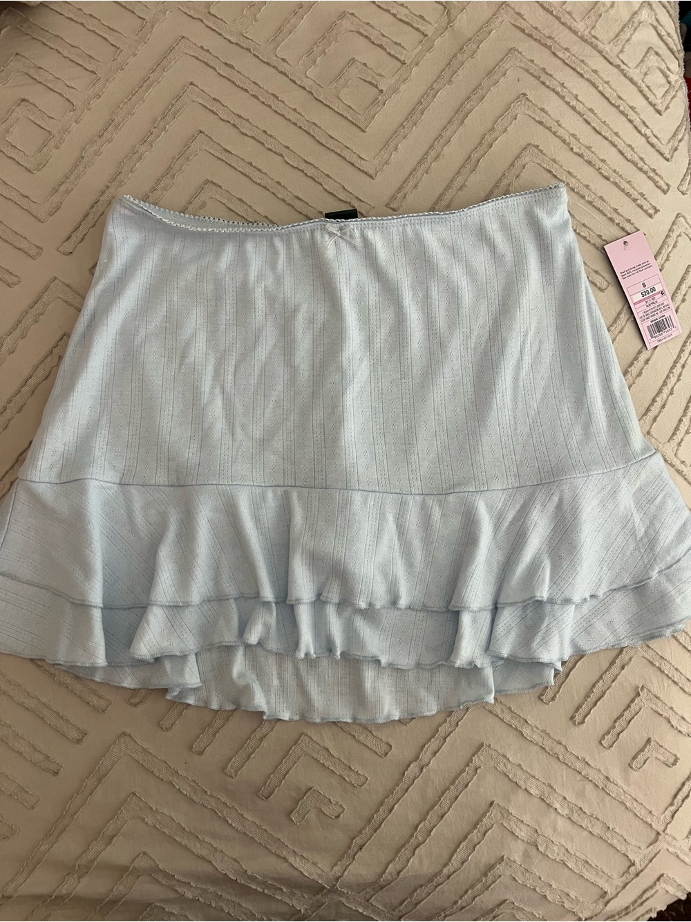 Light Blue Ruffle Tiered Mini Skort